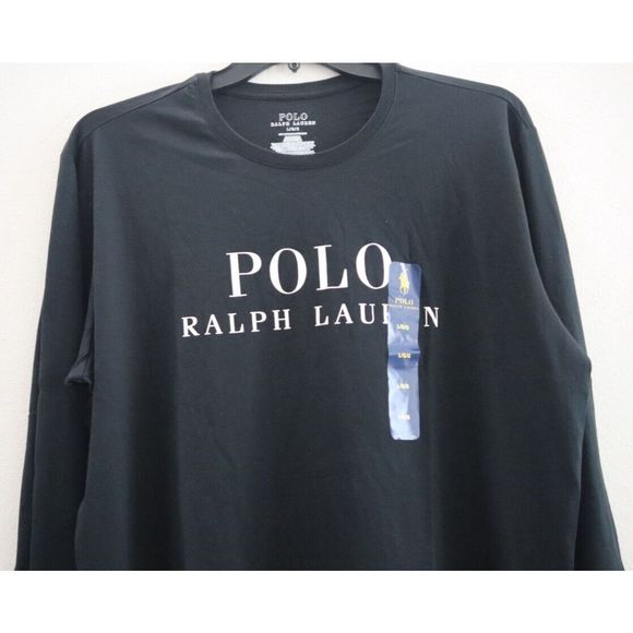 Polo Ralph Lauren PL91RL Men's Sz L Black Logo Graphic L/S Crew Neck Shirt - Picture 3 of 4